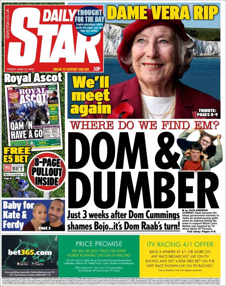 Portada de Daily Star (Reino Unido)