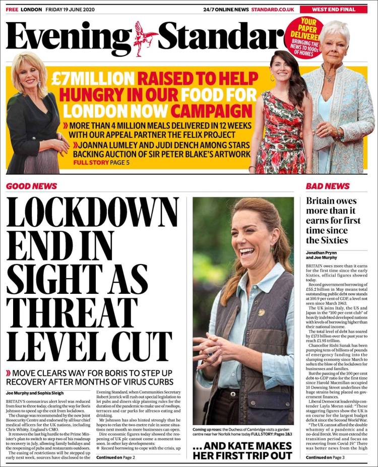 Portada de Evening Standard (Reino Unido)