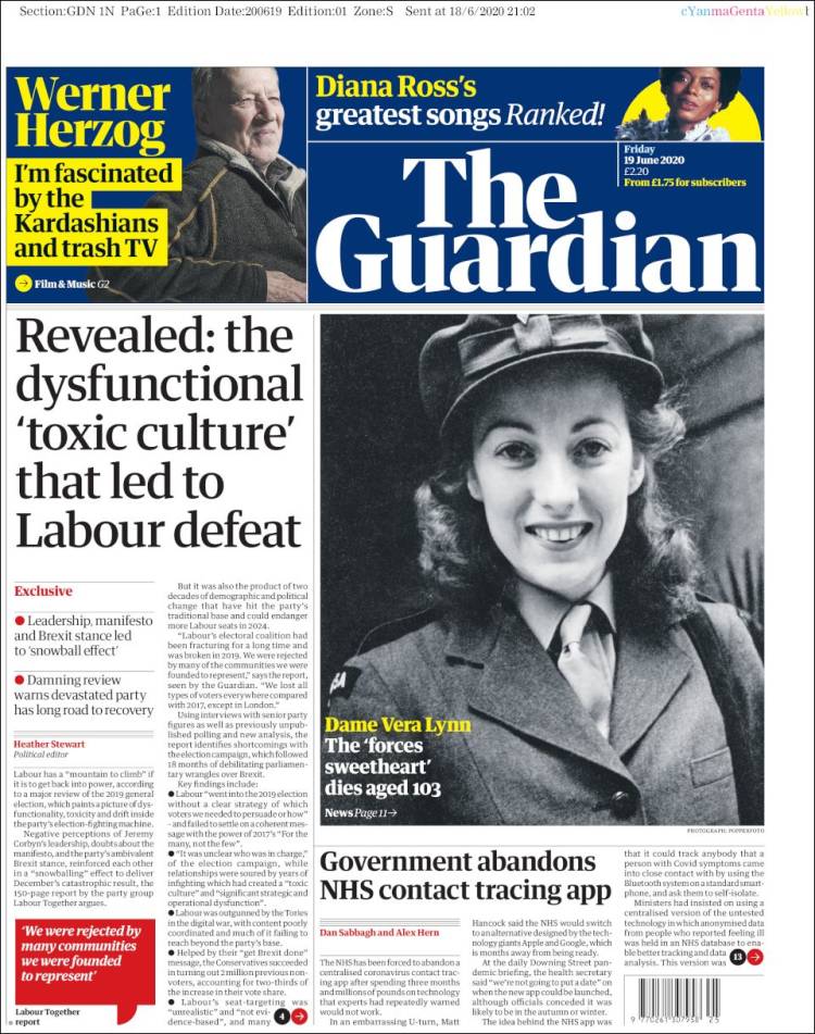 Portada de The Guardian (United Kingdom)