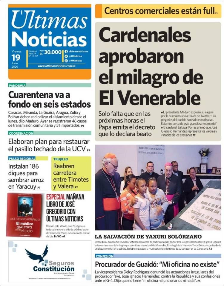Portada de Últimas Noticias (Venezuela)