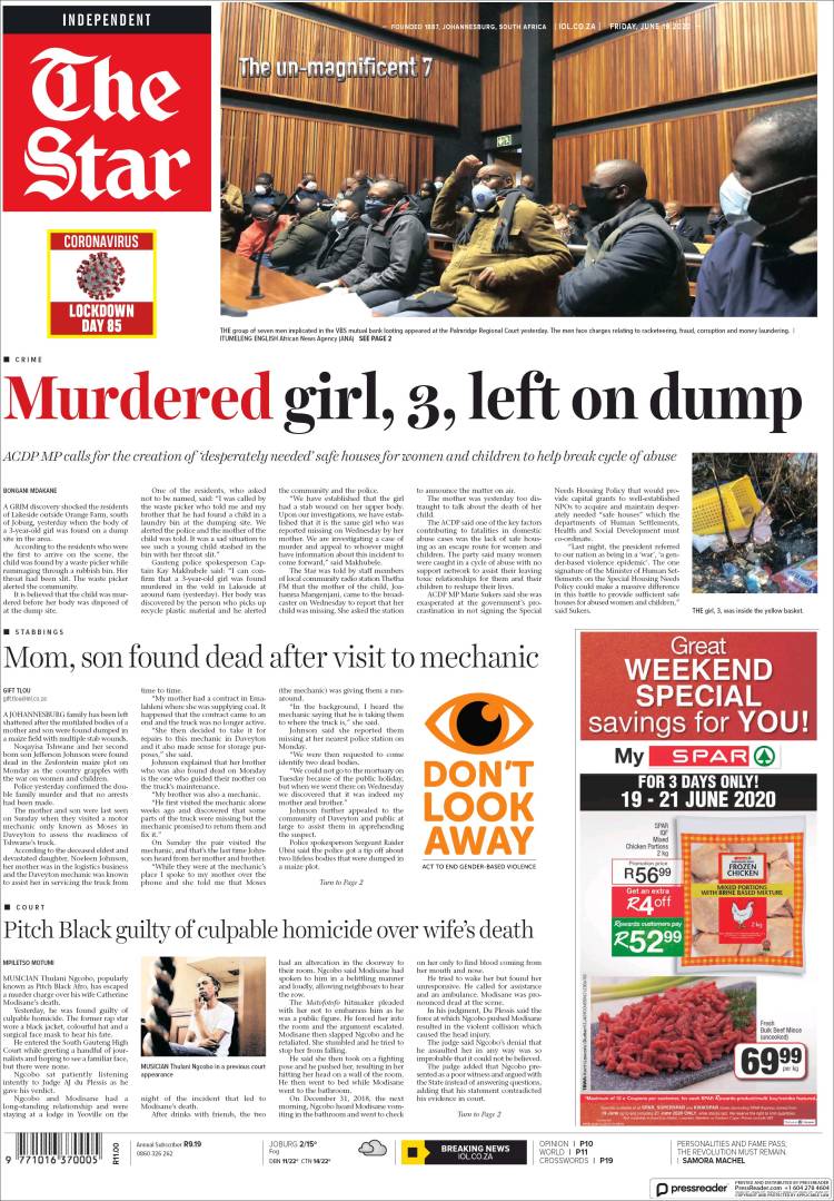 Portada de The Star (Sud&aacute;frica)