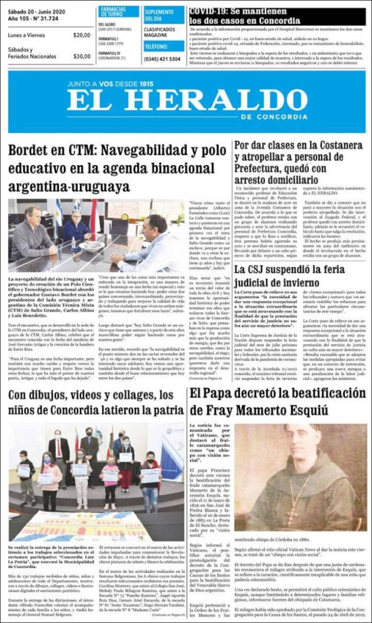 Portada de El Heraldo de Concordia (Argentina)