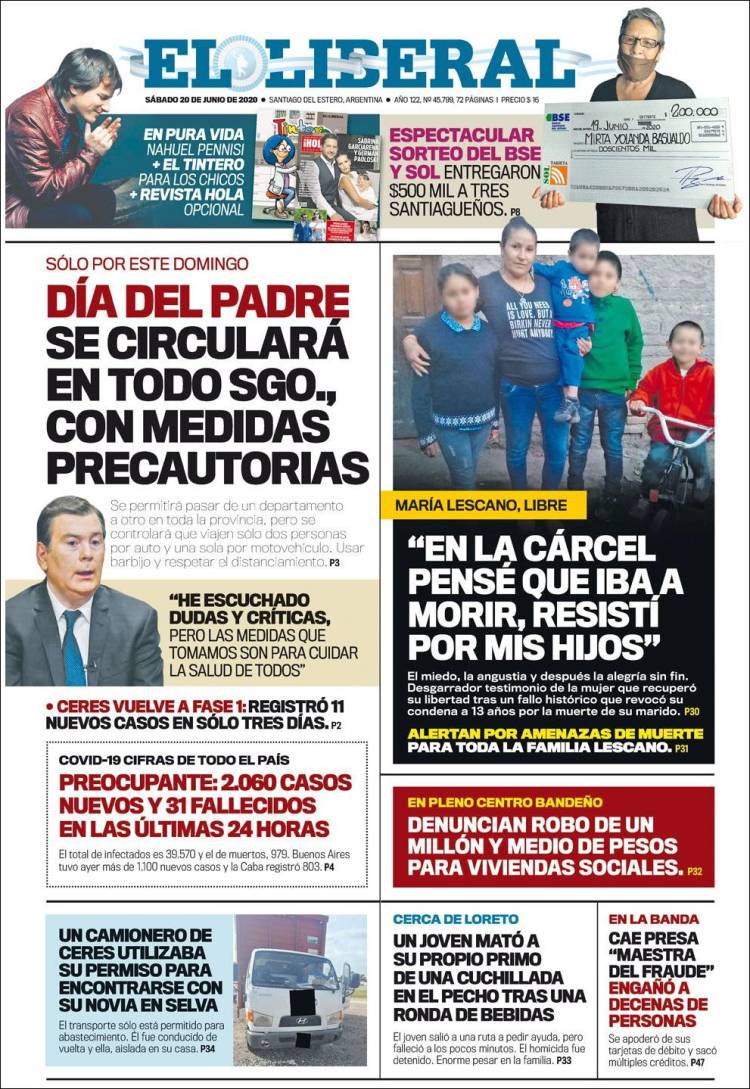 Portada de Diario El Liberal (Argentina)