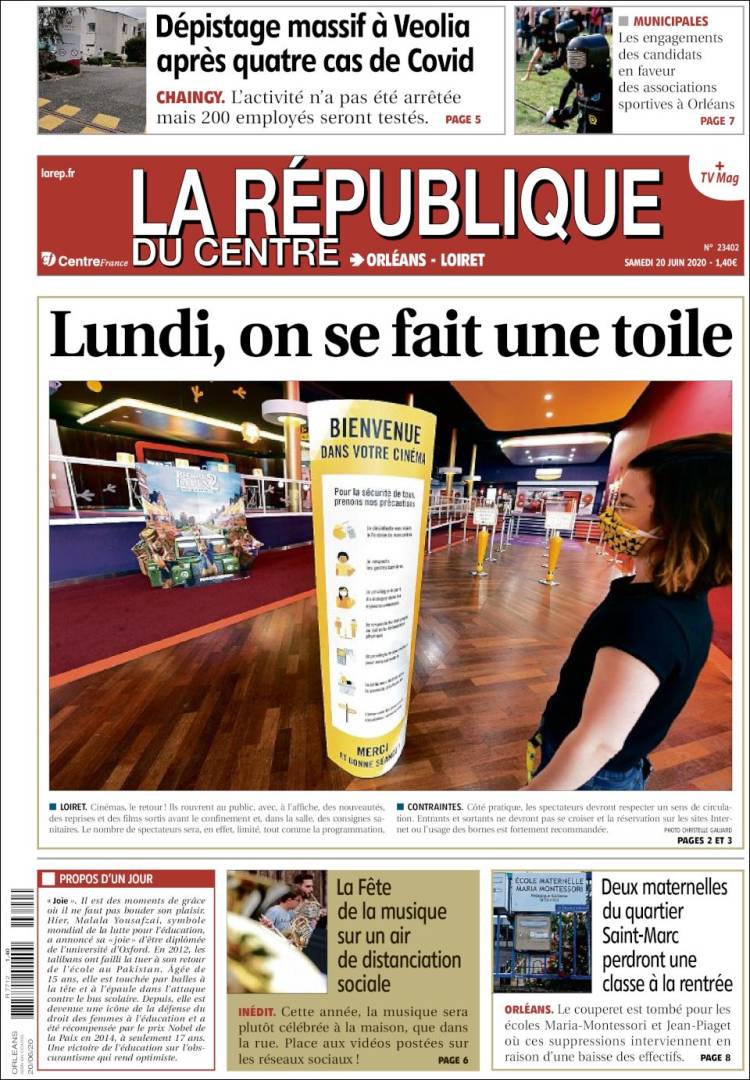 Portada de La République du Centre (Francia)