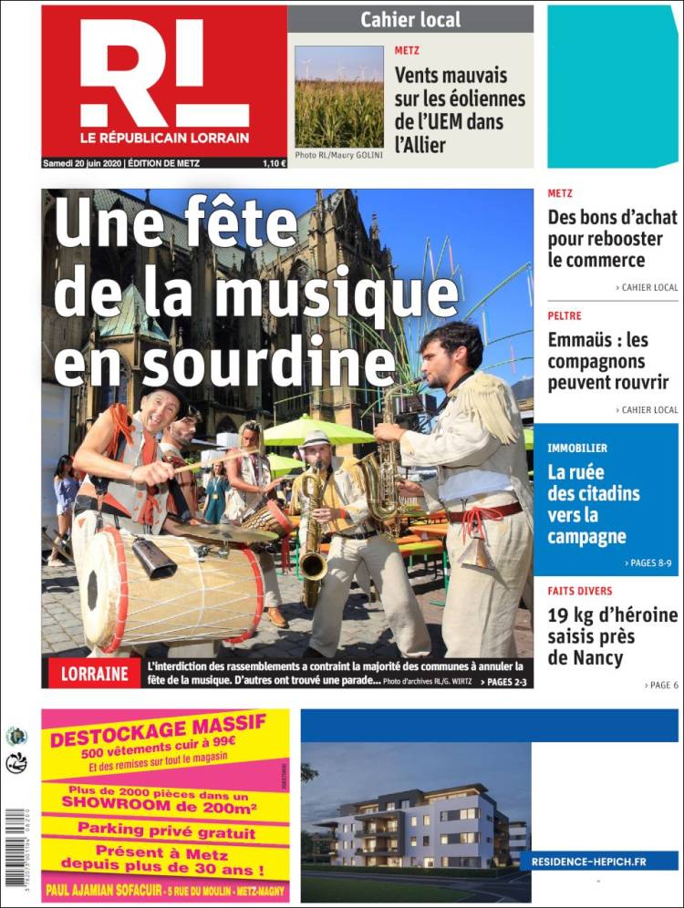 Portada de Le Republicain Lorrain (Francia)