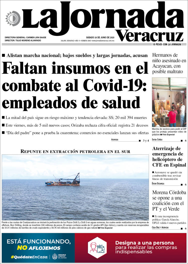 Portada de La Jornada Veracruz (México)