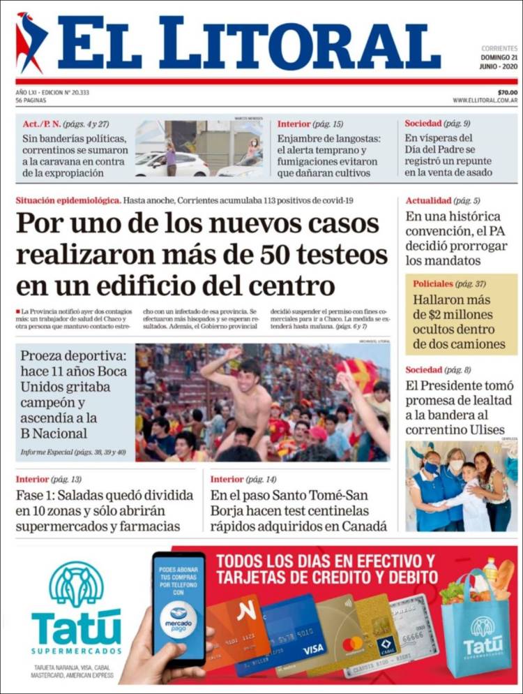 Portada de El Litoral Corrientes (Argentina)