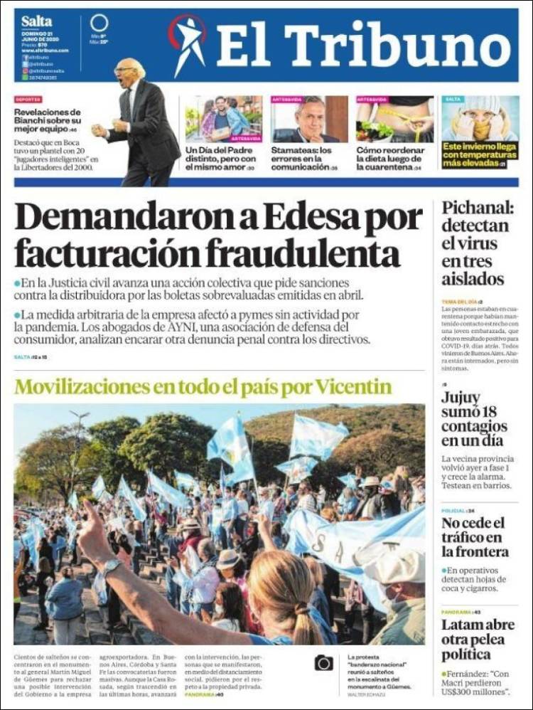 Portada de El Tribuno - Salta (Argentina)