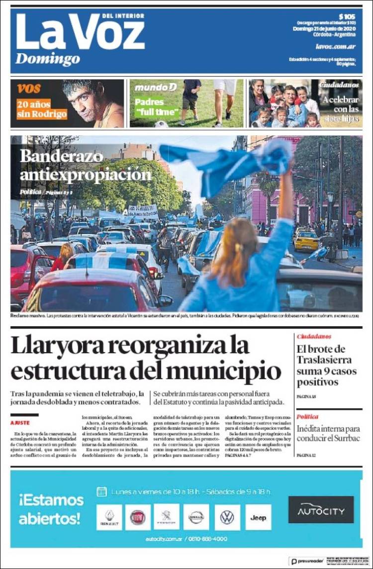 Portada de La Voz del Interior (Argentina)