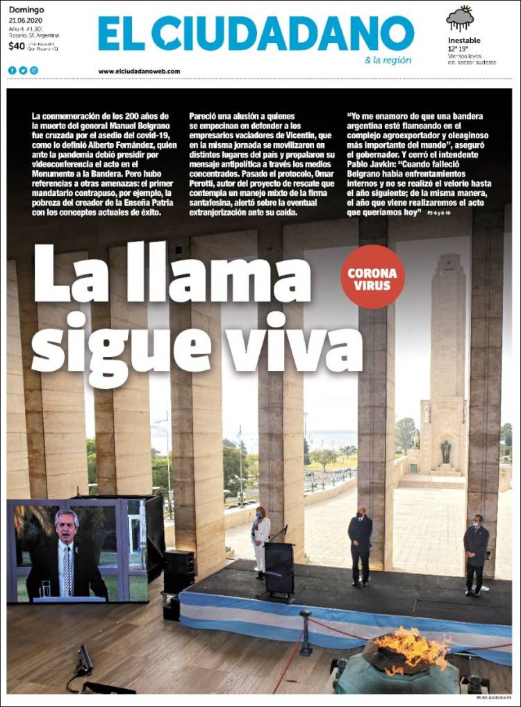 Portada de Diario El Ciudadano (Argentina)