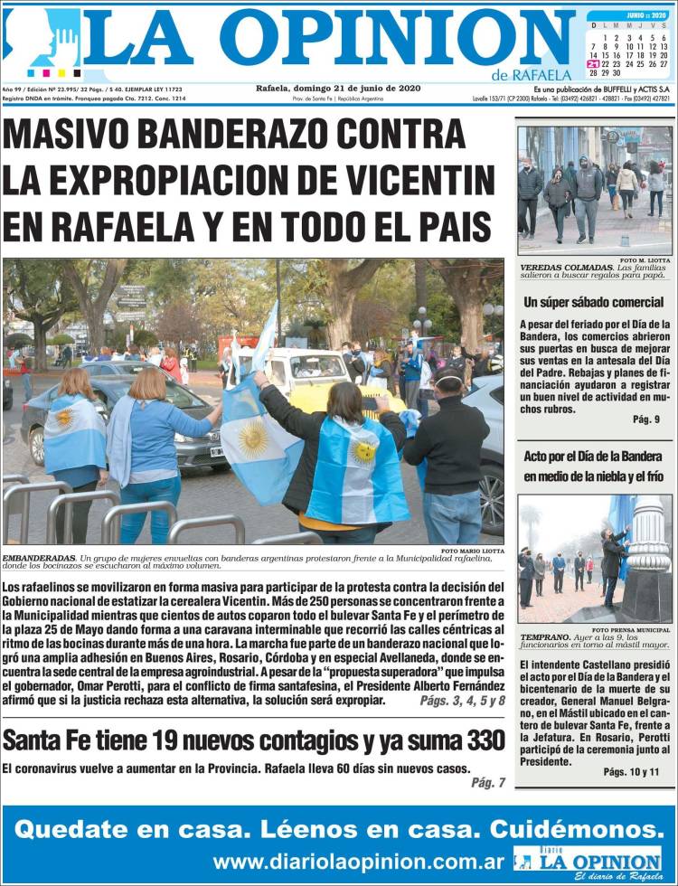 Portada de La Opinión (Argentina)