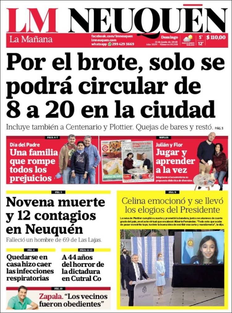 Portada de La Mañanade Neuquén (Argentina)