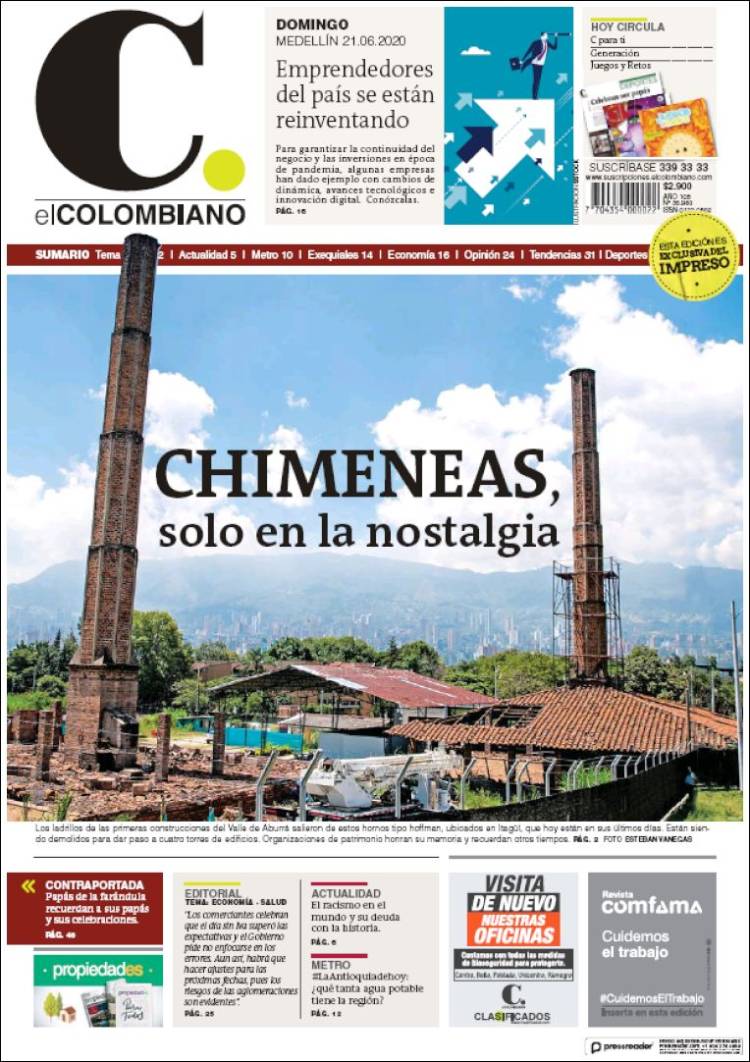 Portada de El Colombiano (Colombia)