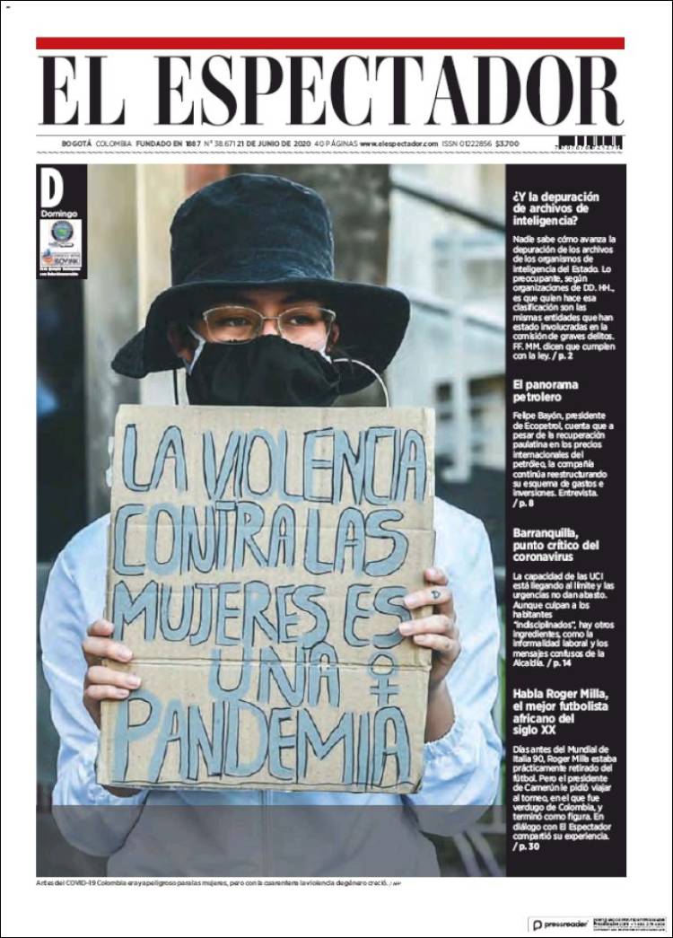 Portada de El Espectador (Colombia)