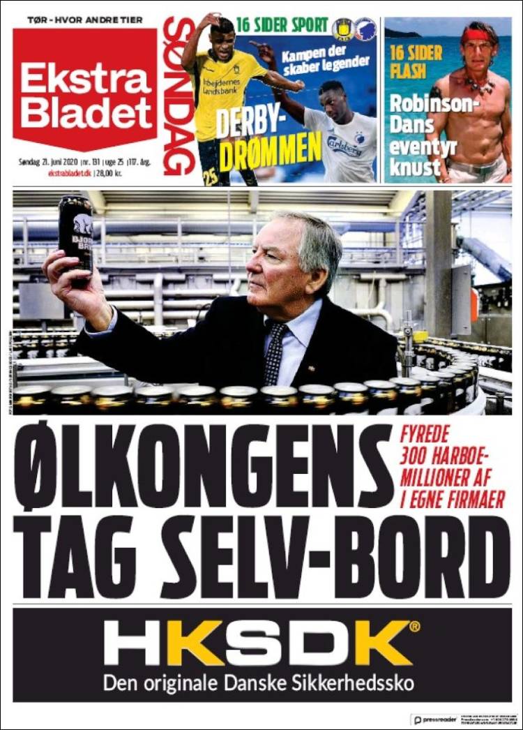 Portada de Ekstra Bladet (Dinamarca)