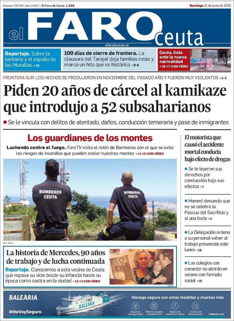 Portada de El Faro de Ceuta (España)