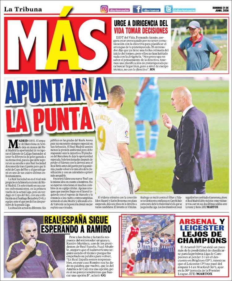 Portada de Diario Más (Honduras)