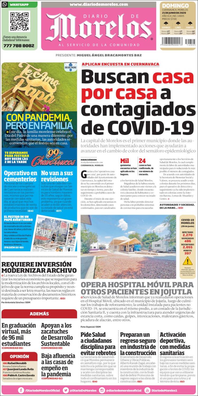 Portada de Diario de Morelos (México)