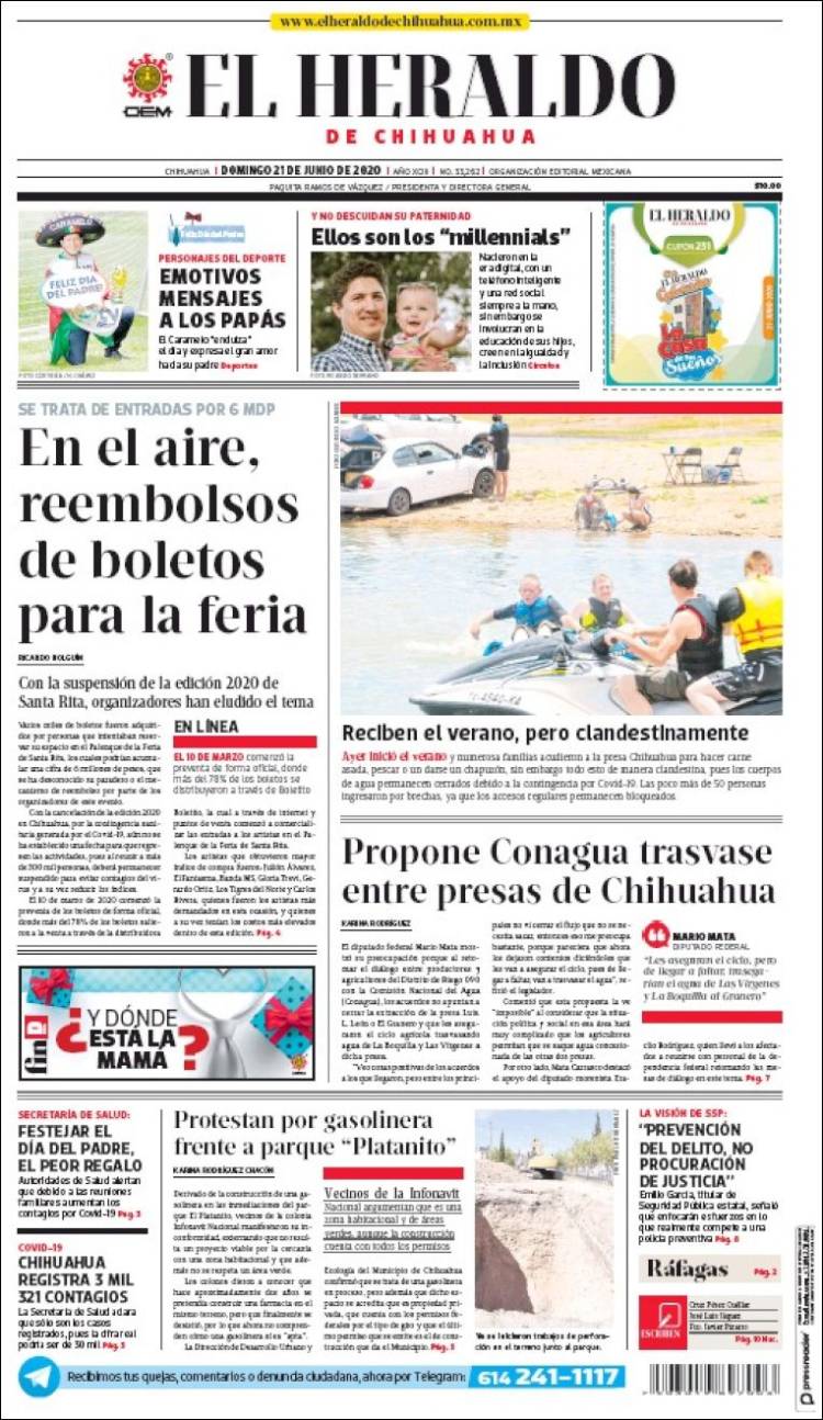 Portada de El Heraldo de Chihuahua (México)