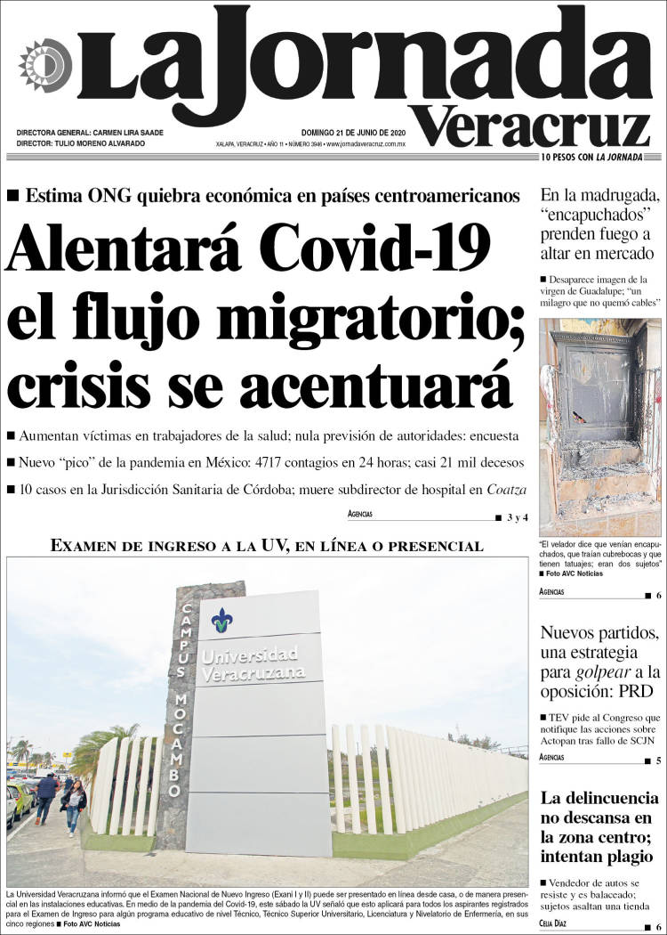 Portada de La Jornada Veracruz (México)