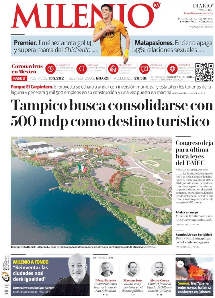 Portada de Milenio - Tamaulipas (México)