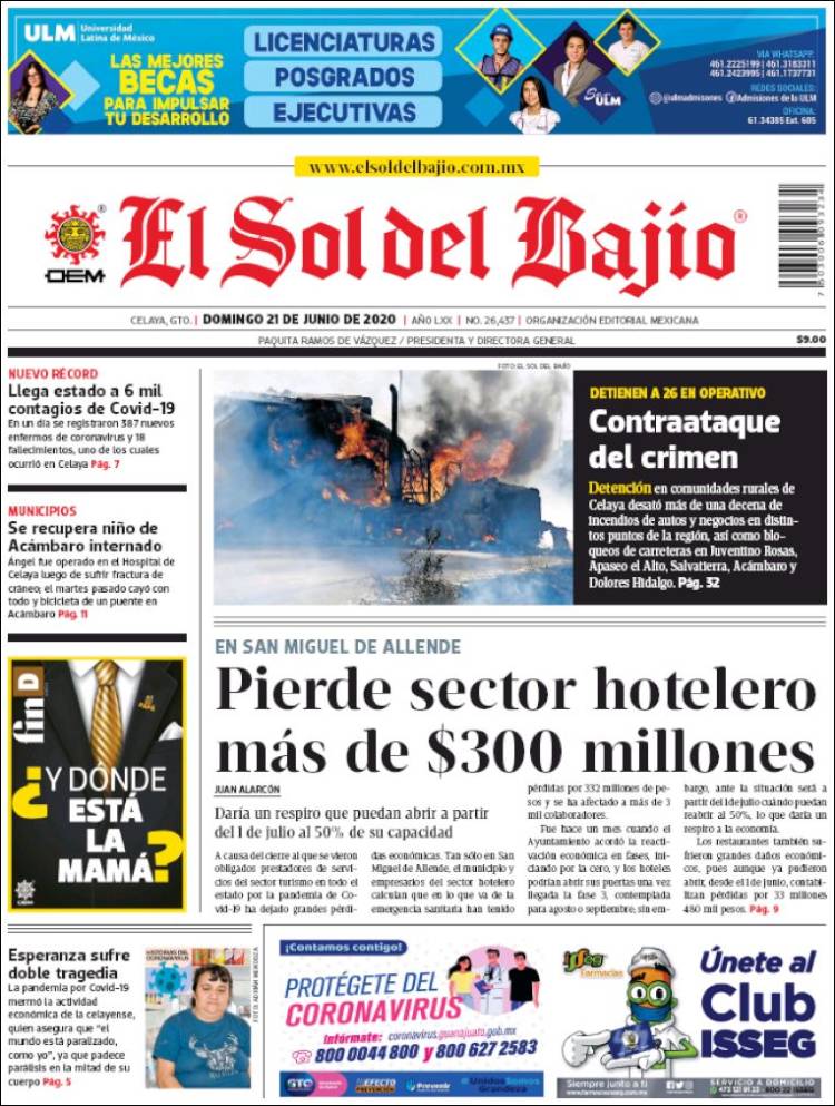 Portada de El Sol del Bajio (México)