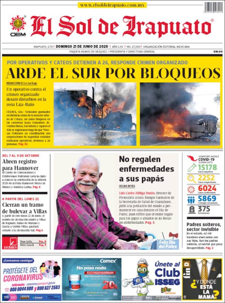 Portada de El Sol de Irapuato (México)