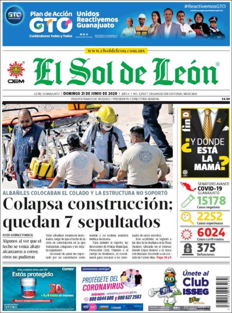 Portada de El Sol de León (México)