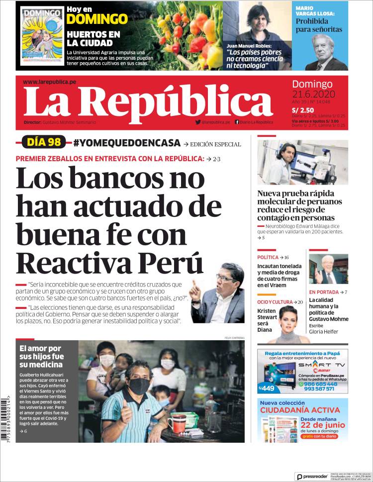 Portada de La Republica (Per&uacute;)