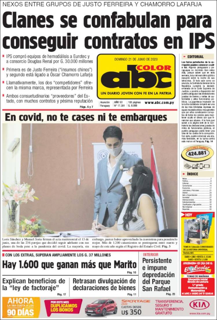 Portada de ABC Color (Paraguay)