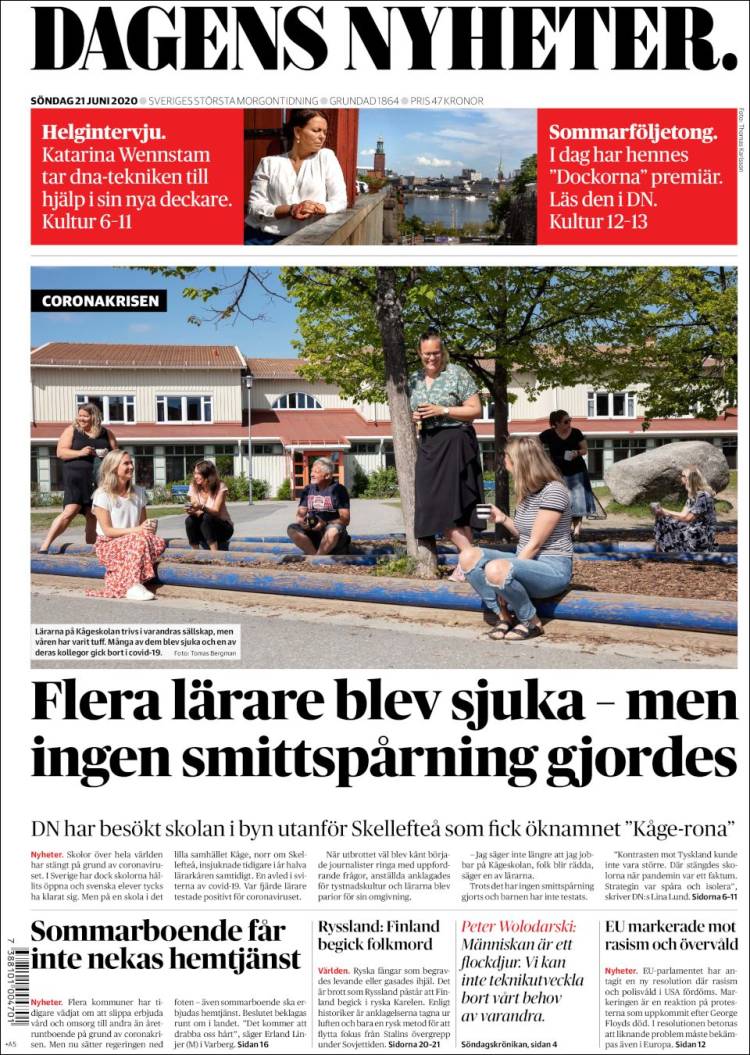 Portada de Dagens Nyheter (Suecia)