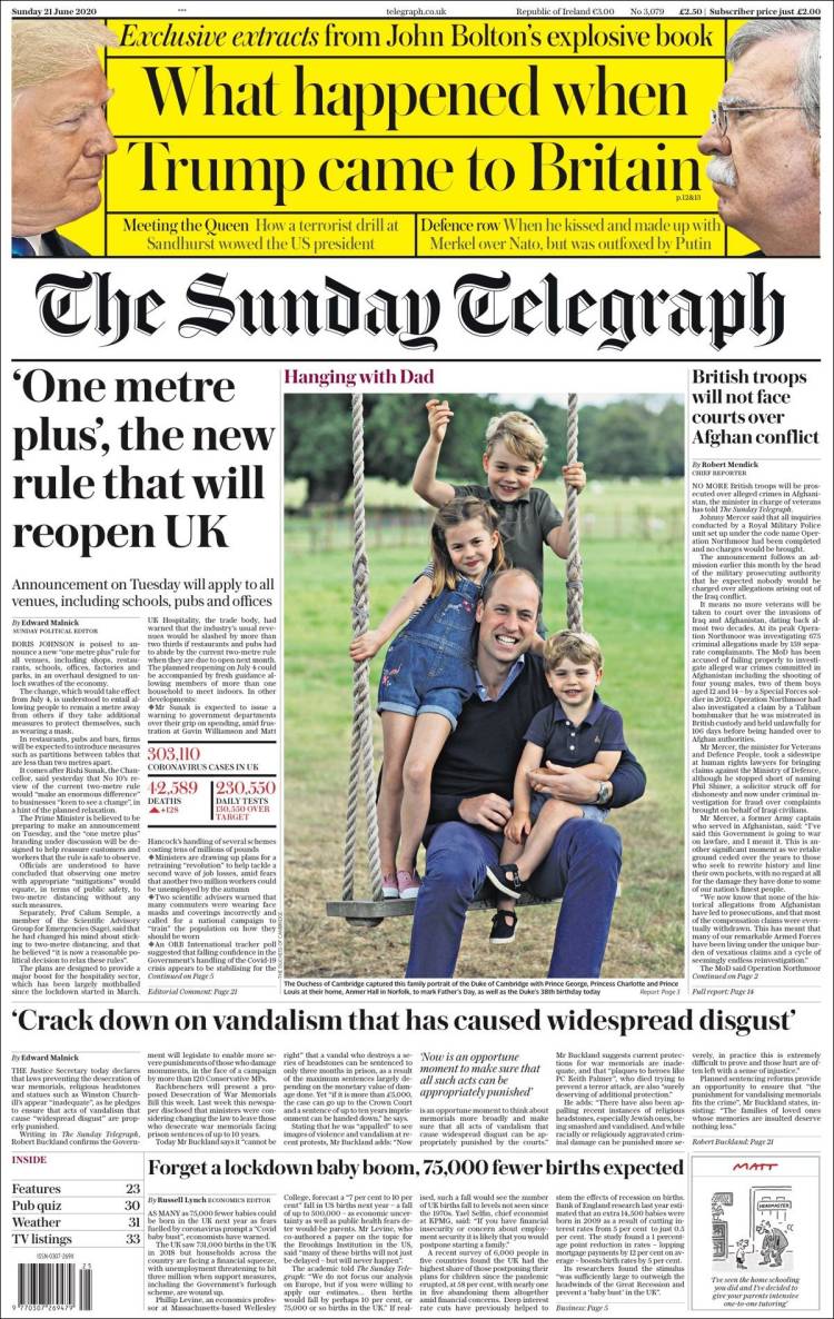 Portada de Daily Telegraph (Reino Unido)