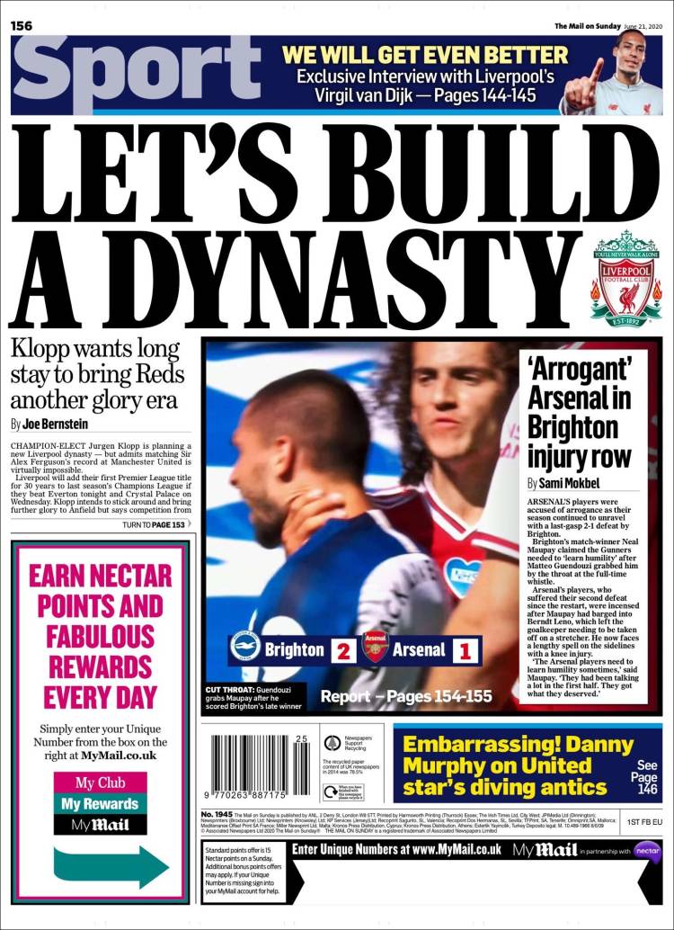 Portada de Daily Mail Sport (Reino Unido)