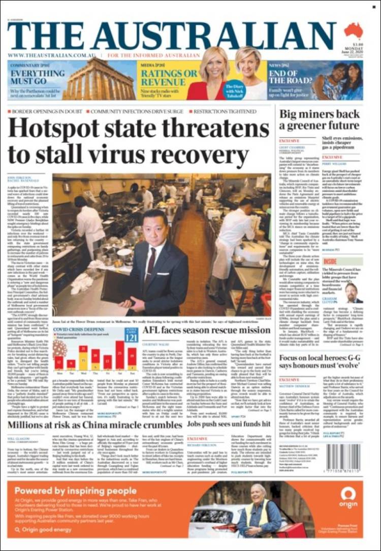 Portada de The Australian (Australia)