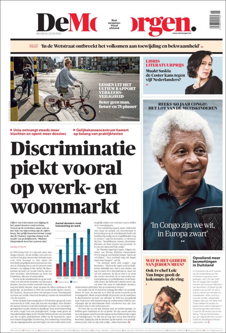 Portada de De Morgen (B&eacute;lgica)