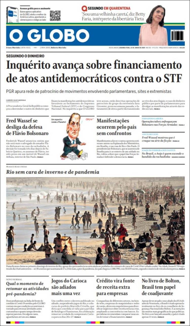 Portada de O Globo (Brasil)