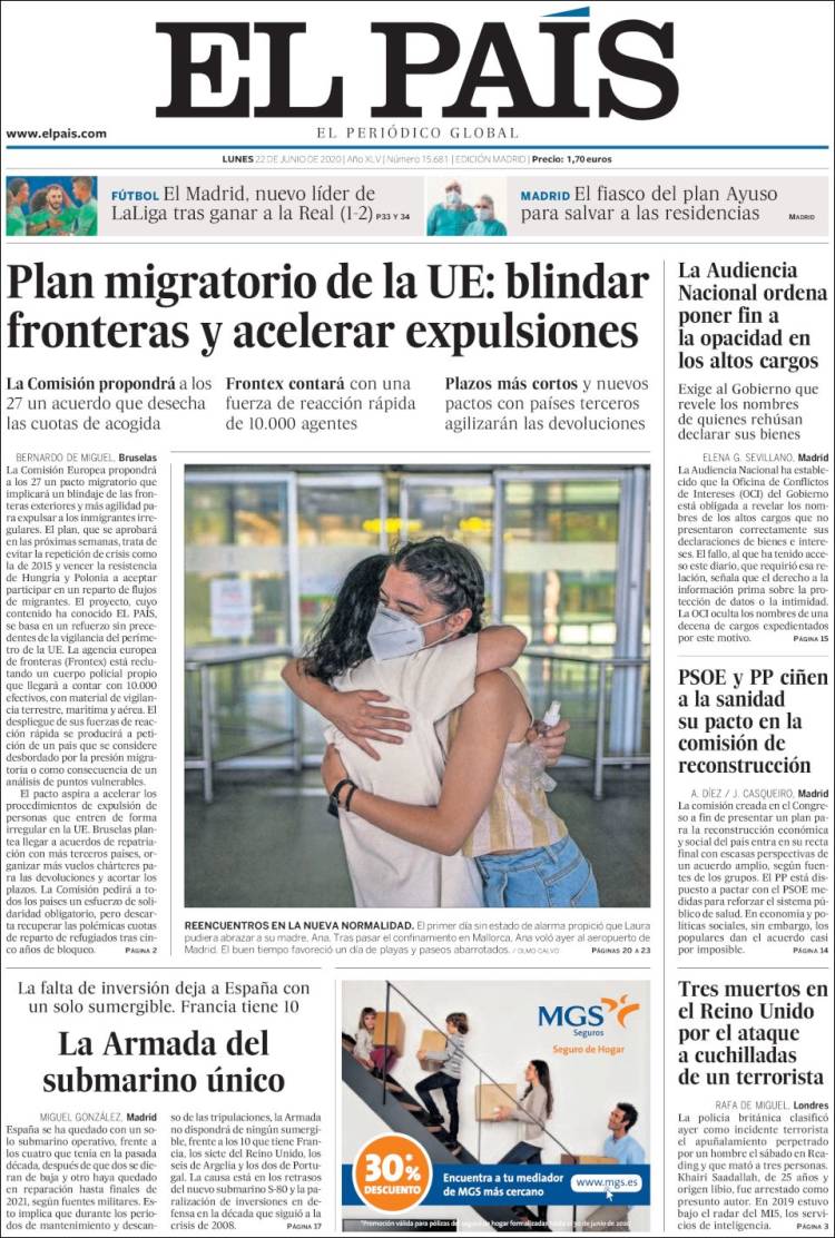 Portada de El País (Espa&ntilde;a)