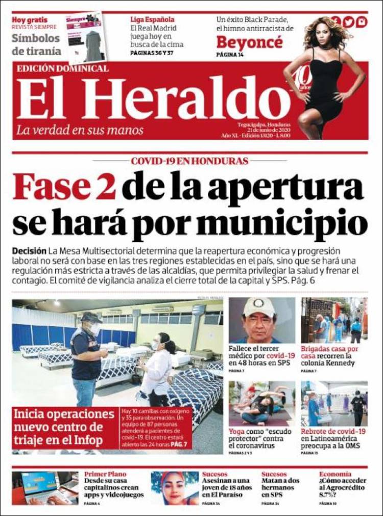 Portada de El Heraldo (Honduras)