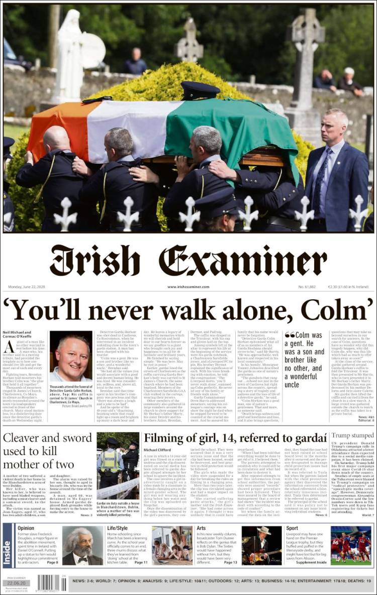 Portada de Irish Examiner (Irlanda)