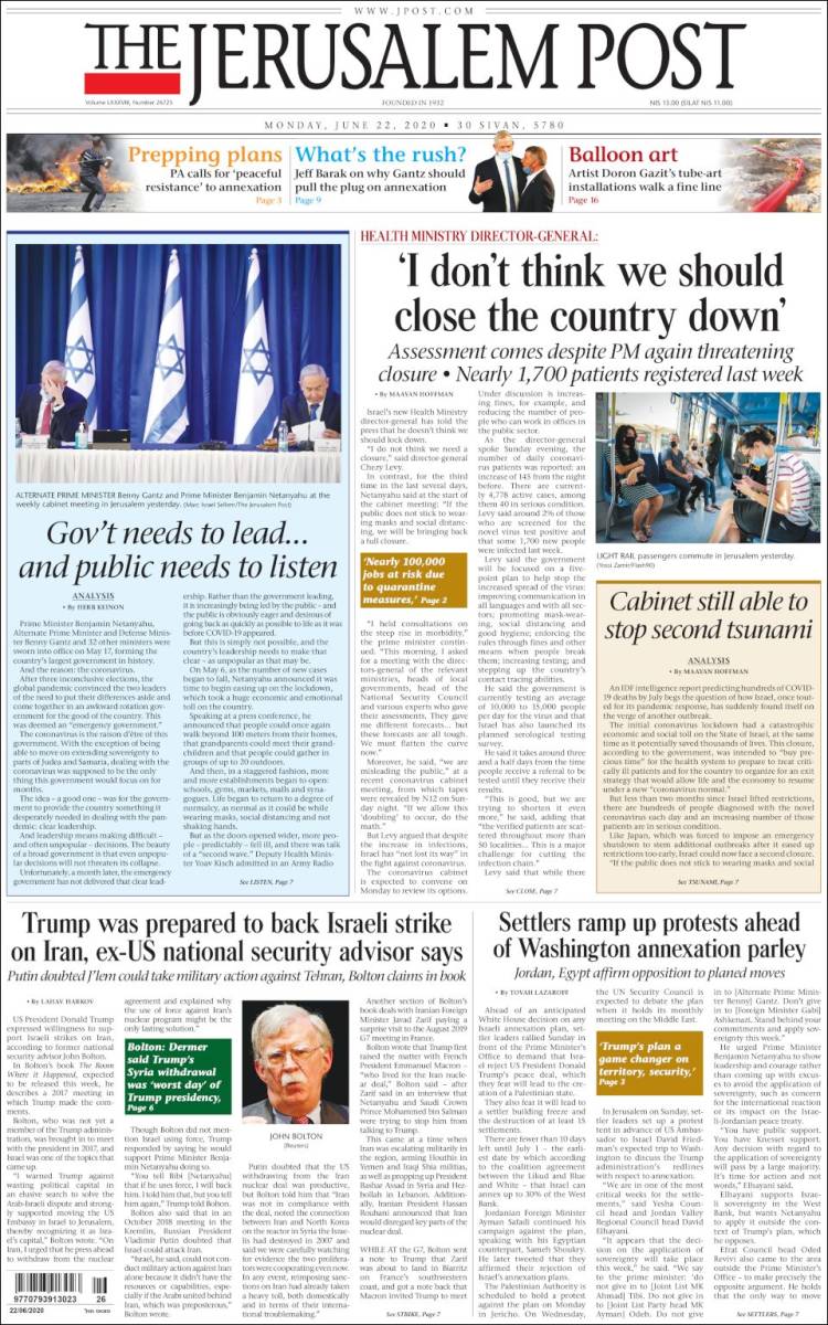 Portada de The Jerusalem Post (Israel)