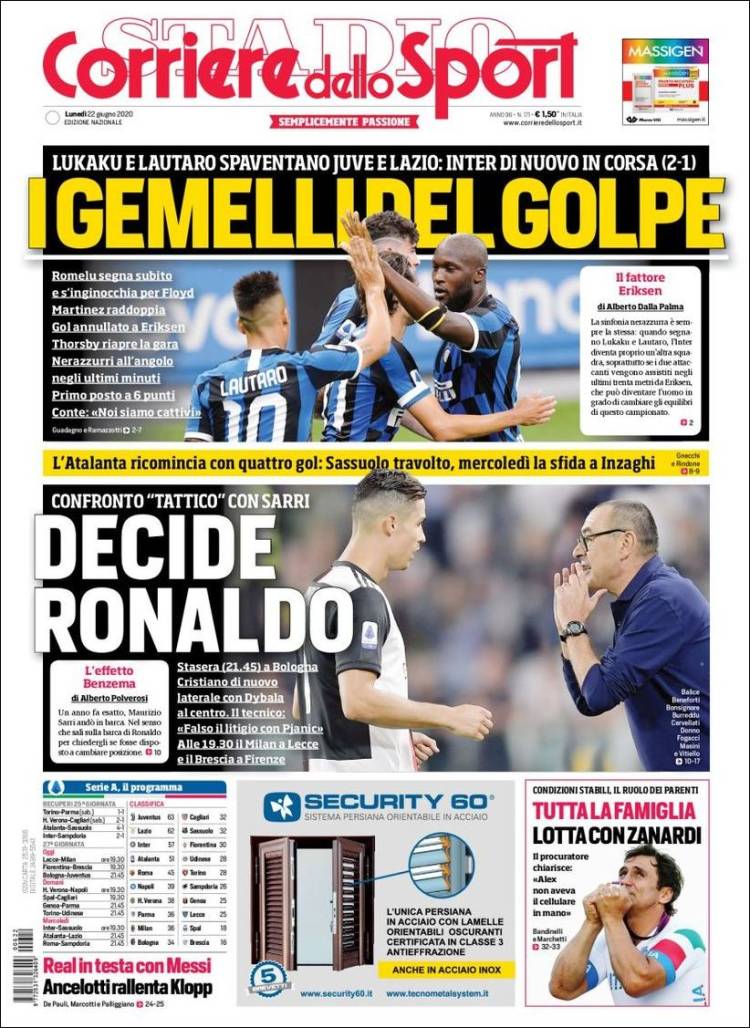 Portada de Corriere dello Sport (Italia)