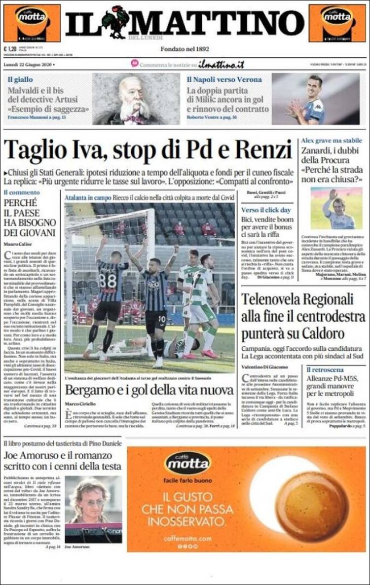 Portada de Il Mattino (Italia)