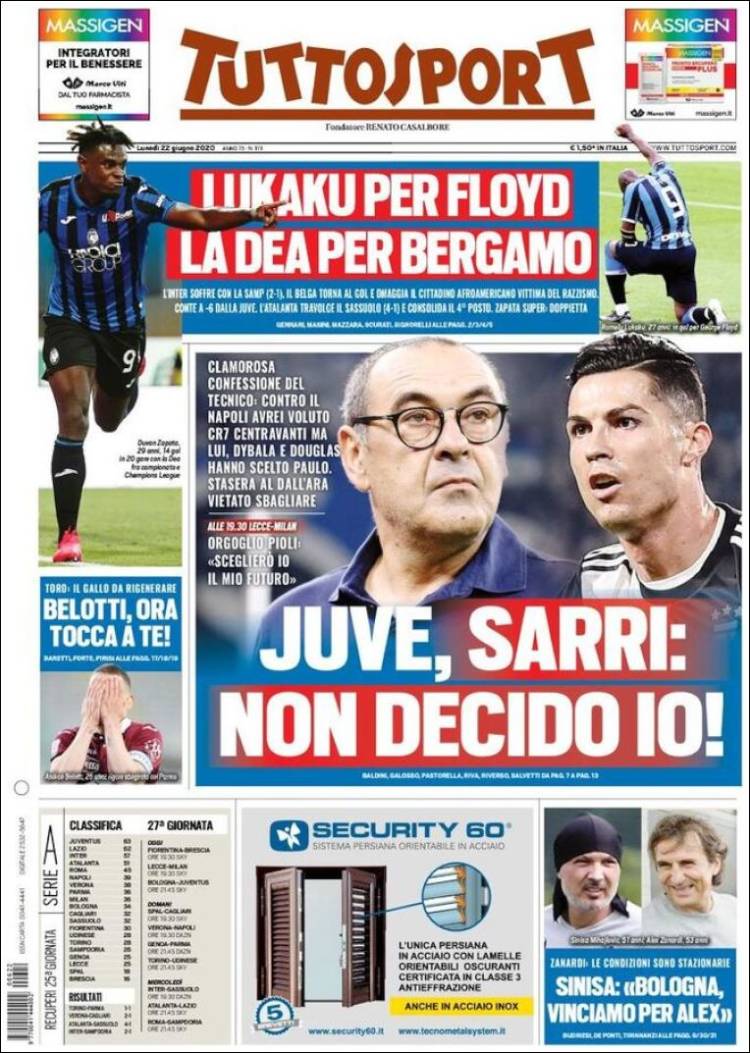 Portada de Tuttosport (Italia)