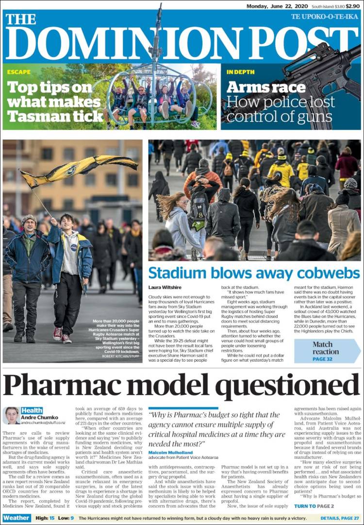 Portada de The Dominion Post (Nueva Zelanda)