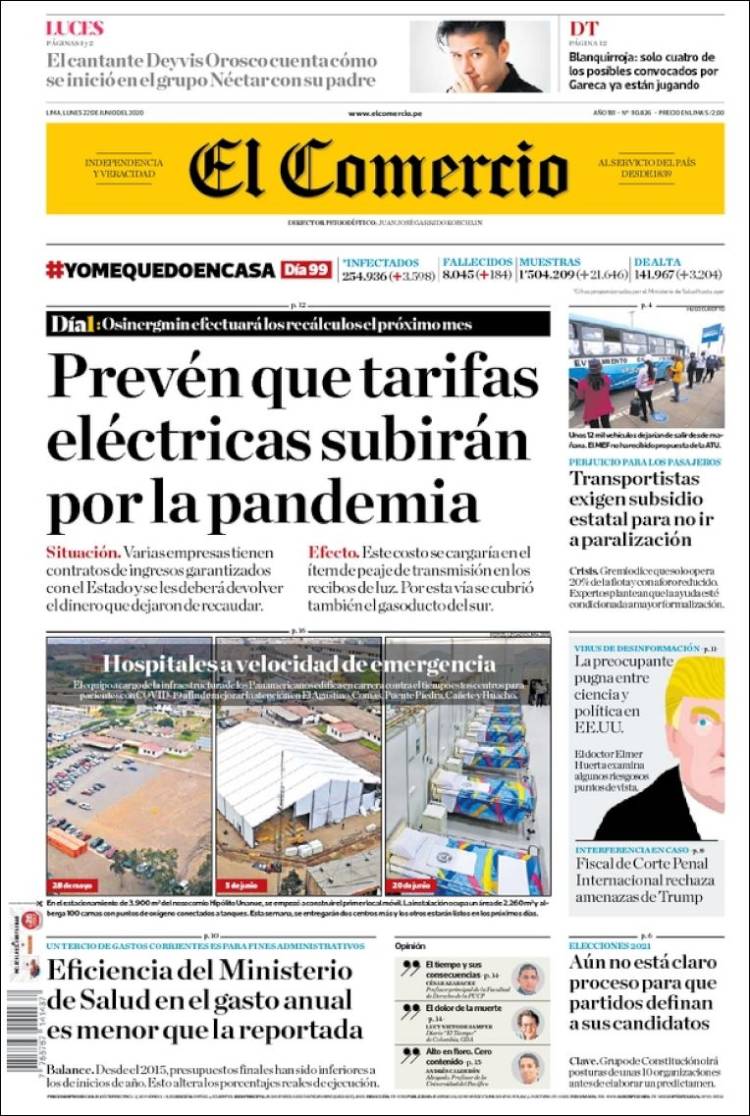 Portada de El Comercio (Perú)