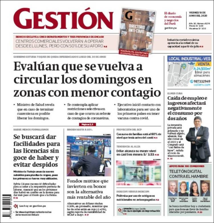 Portada de Diario Gestión (Perú)