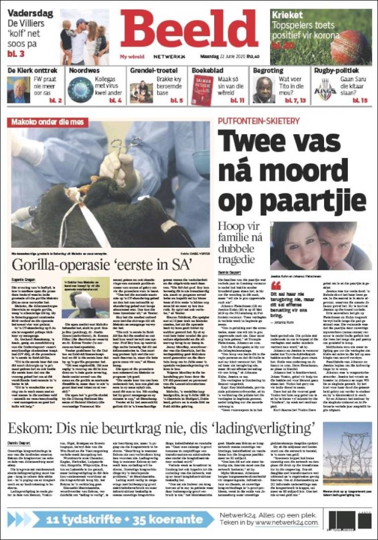 Portada de Beeld (Sud&aacute;frica)