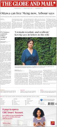 Portada de The Globe and Mail (Canada)