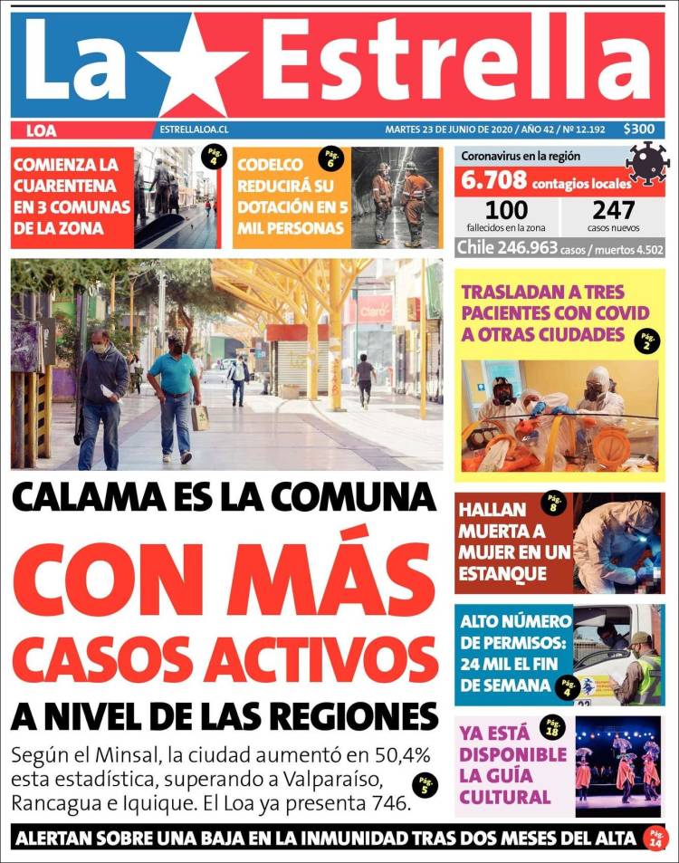 Portada de La Estrella de Loa (Chile)