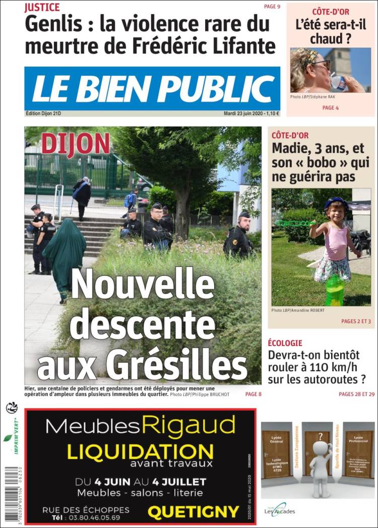 Portada de Le Bien Public (Francia)